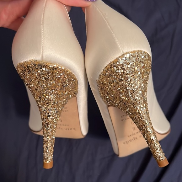 Kate spade clarice white satin and glitter heel - Picture 2 of 8